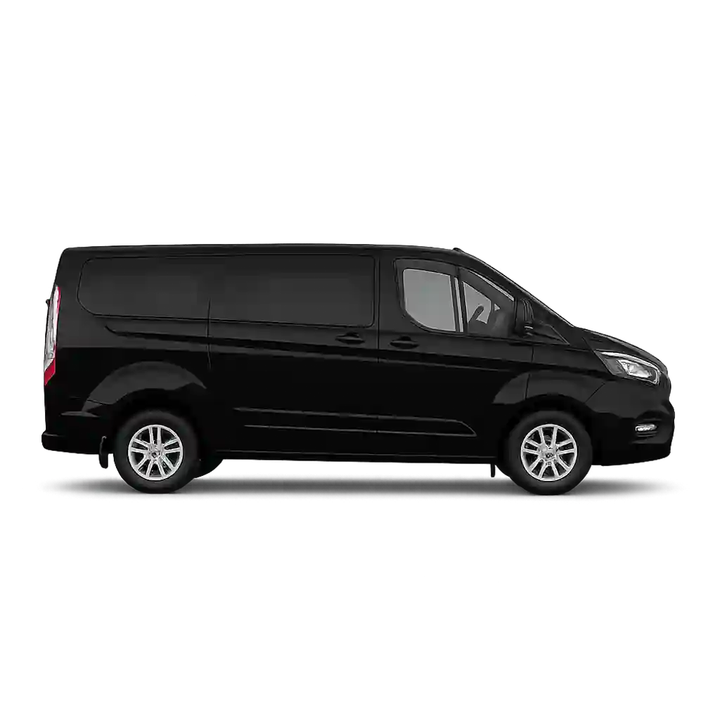 Executive MPV chauffeur vehicle side profile in black, ideal for group travel in Exeter