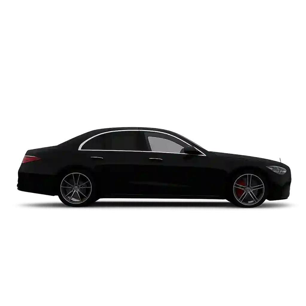 Black Mercedes S-Class used for premium chauffeur hire and executive travel in Exeter